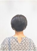 暗めカラー/白髪染め/前下がり/小顔ショートボブ/黒髪/ショート
