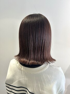 リュネッツ あざみ野店(lunettes) 【白髪ぼかし】髪質改善ダークピンクカラー×外ハネボブ