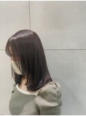 ブリーチなし透明感オリーブグレージュ赤み消しレイヤーカット