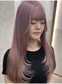 【 ホワイトピンク×レイヤーカット 】