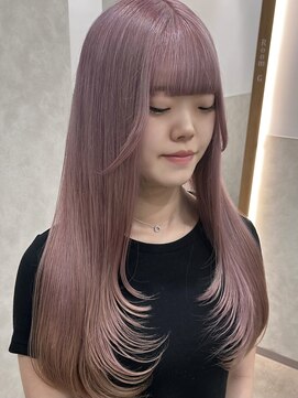 ジーナ 渋谷本店(Zina) 【 ホワイトピンク×レイヤーカット 】