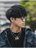メンズカットマッシュショート波巻きパーマ