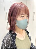 切りっぱなしボブ　タッセルボブ　チェリーピンク　ワインレッド