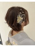 ショート　礼装ヘア　訪問着ヘアセット　水引アレンジ　大阪