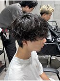 刈り上げなしラウンドマッシュシャドウパーマ無造作