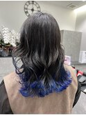 ブルー裾カラー