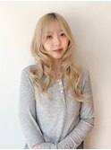ハイトーン ブロンド ミルクティー レイヤー 顔周り