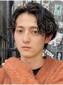 メンズカットセンターパートマッシュニュアンスパーマ