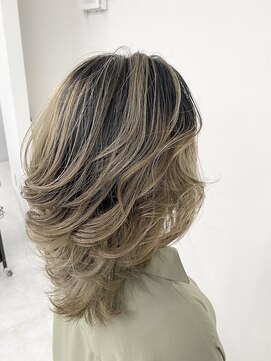 アオアクア バイ グルグル 小岩店(ao akua by GULGUL) 前髪パーマ 年代不問！ゴールドベージュ×バレイヤージュ 小岩