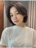 小顔ショート 丸みボブ フェイスレイヤー 大人ショートボブ 40代