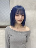 ネイビーブルー×顔周りレイヤー