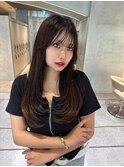 髪質改善縮毛矯正レイヤーカット顔周り前髪韓国ミニウルフ/銀座