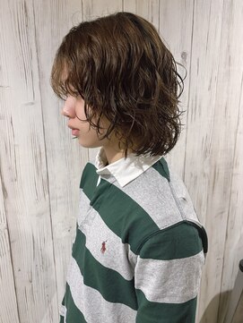 サーフカールフェザーパーマリバースセンターパートウルフパーマ