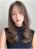 ワンホンレイヤーカットデジタルパーマミルクティーブロンド
