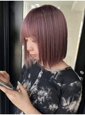 横浜タッセルボブ切りっぱなしボブハイトーンカラーレイヤーボブ
