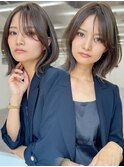 say.ショートボブ耳掛けショートローズブラウンイメチェン