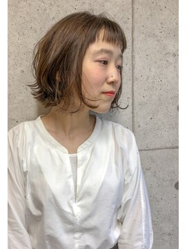 ア セカンド 清藤美容室第弐號(a sekand) 外ハネショートバングボブ×マロンブラウンカラー♪