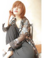 ブーケ(BOUQUET)&nbsp;オレンジカラー&アッシュカラー　透明感のあるボブ