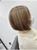 白髪ぼかしボブ ミセス 髪質改善