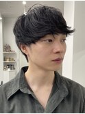 マッシュパーマ/スペインカールニュアンスパーマ/ダークアッシュ