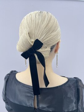 プルクラギンザ(PulchraGINZA) タイトリボンアップヘア/ベロアリボン/ハイトーン/大人女子