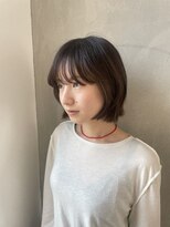 ヨーク(YOKE)&nbsp;前上がりボブショートボブワイドバングブラウン