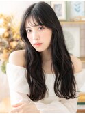 ハイレイヤーカットゆるふわ黒髪パーマロングc7川口20代30代40代