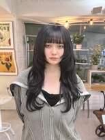 ヘアー アレス(hair ales)&nbsp;ダークブルー　ワンホンレイヤー ハッシュエクステ ロングウルフ
