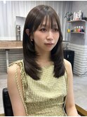 レイヤーカット×明るめブラウン