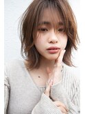小顔レイヤーハッシュボブシースルーバングナチュラルブラウン