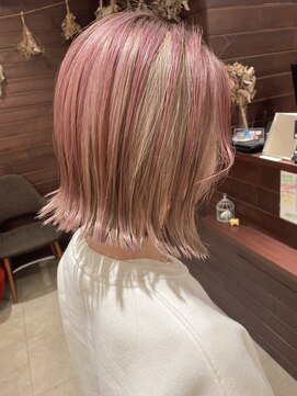 ジャム(Jam) 切りっぱなしボブ×ピンクミルクティーカラー★中村大輔