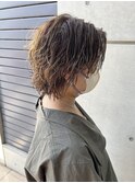 ショートボブ×ナチュラルウルフ×グレージュベージュ
