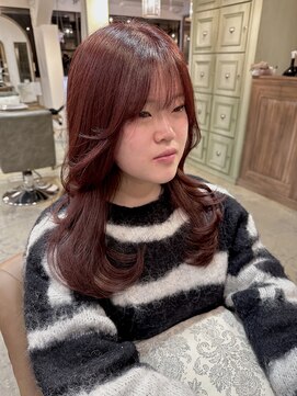 サンバイセライロ 千葉(SAN. by celilo) ブリーチなしレッド*似合わせレイヤーカット