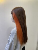 アジールヘア 北千住駅西口店(agir hair)&nbsp;ペールオレンジインナーイヤリングカラー  北千住