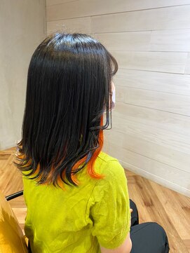 ニクス フリー ウエストバーン(nix free WB) 美髪◎イヤリングカラー×インナーオレンジ×韓国風くびれミディ