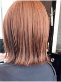 コーラルオレンジ　切りっぱなしボブハイトーンカラー