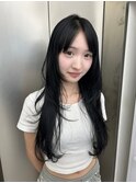 前髪/ロングレイヤー/レイヤーカット/韓国/ブルーブラック