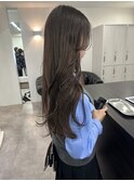 アッシュ　ロング　ブリーチなし　前髪あり