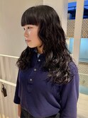 ロングレイヤーウルフウェーブパーマ黒髪パーマ