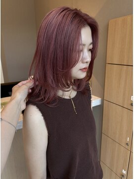 ユウヘアー 千代田橋店(U Hair) モーヴピンク×レイヤーミディアム