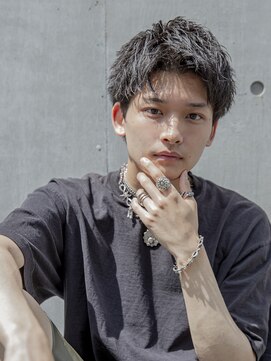 シティ(CITY) フェザーパーマブルーブラックサーフカールスパイキーショート