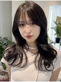 津市ロングレイヤーカットハッシュカット透明感カラー重めロング