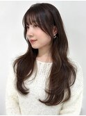 大人可愛いモテ髪ロングレイヤーカット秋冬トレンドカラー