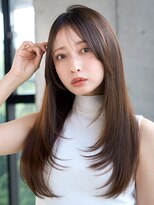 レノラ 髪質改善カラー 本町(LENORA) ロングレイヤーハッシュカットミルクブラウン20代30代