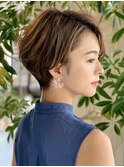 ショートヘア/前下がり/前髪長め/ワンカール/大人/30代・40代