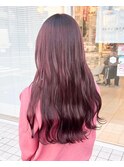 ガーリーピンクヘア 韓国風 暖色カラー