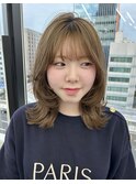 顔まわりカット/レイヤーカット/韓国/ロングセミディ/外ハネ