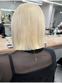 8177渋谷ブロンドホワトアッシュハイトーンカラーボブ韓国ヘア
