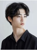 デザインカラーレイヤーカットウェットヘアオリーブベージュ白髪