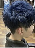 ネイビーカラー×スパイキーショート×ブルーブラック